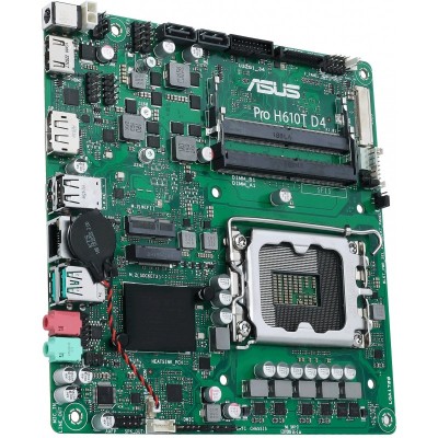 Материнcька плата ASUS PRO H610T D4-CSM s1700 H610 2xDDR4 M.2 HDMI-DP-LVDS Thin mITX