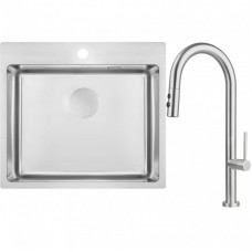 Набір для кухні Deante Olfato стальна мийка ZPO_010B + зміш. BQO_F72M, матова сталь Набір для кухні Deante Olfato стальна мийка ZPO_010B + зміш. BQO_F72M, матова сталь