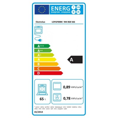 Духова шафа Electrolux електрична, 65л, A, дисплей, конвекція, телескопічні напрямні, чорний