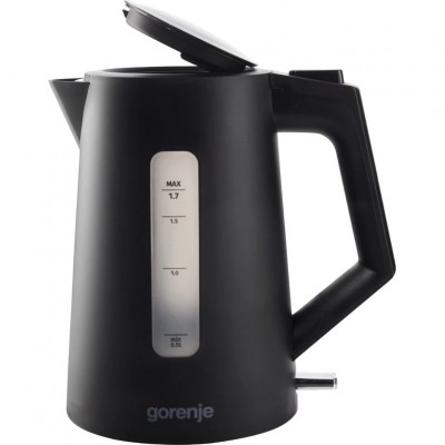 Електрочайник Gorenje 1.7л, Strix контроль, чорний матовий