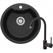 Набір для кухні Deante Solis, гранітна мийка ZRS_2803 + зміш. BEN_262M, графіт-хром Набір для кухні Deante Solis, гранітна мийка ZRS_2803 + зміш. BEN_262M, графіт-хром