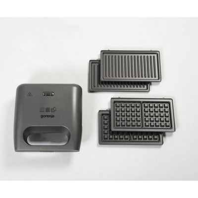 Міні-гриль Gorenje 700Вт, алюміній, 1 пластина-гриль , корпус-пластик+метал, сірий