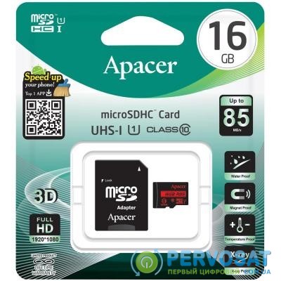 Карта памяти Apacer 16GB microSDHC Class10 UHS-I (AP16GMCSH10U5-R)