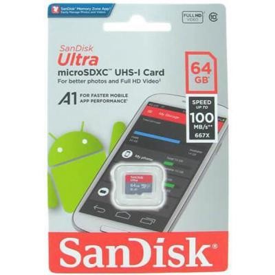 Карта памяти SANDISK 64GB microSDXC class 10 UHS-I (SDSQUAR-064G-GN6MN)