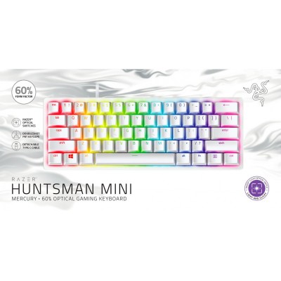 Клавіатура ігрова Razer Huntsman Mini Mercury Ed. Red Switch USB US RGB, White