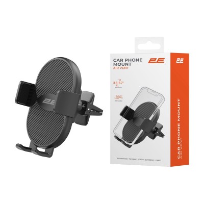 Автомобільний тримач смартфона 2Е Airvent 3.5-6.7", чорний