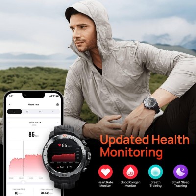 Смарт-годинник Mibro GS Explorer 48мм, 1.32", 466x466, AMOLED, BT 5.3, Dual-band GPS, 10 ATM, чорний обсидіан