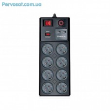 Мережевий фільтр живлення REAL-EL RS-8F USB CHARGE 3m, black (EL122300004)