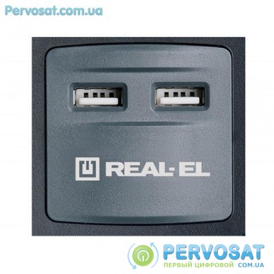 Сетевой фильтр питания REAL-EL RS-8F USB CHARGE 3m, black (EL122300004)