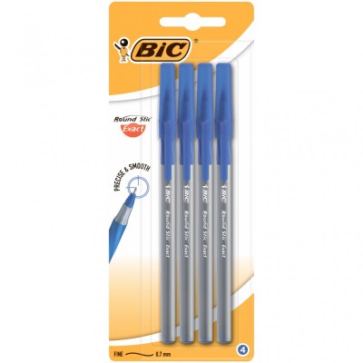 Ручка шариковая Bic Round Stic Exact, синяя, 4шт в блистере (bc932857)