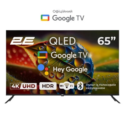 Телевізор 65" 2E QLED 4K 60Hz Smart Google TV Black