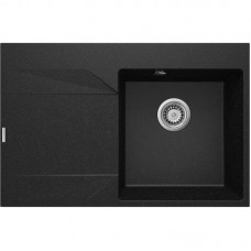 Мийка кухонна Deante Evora, граніт, прямокутна, з крилом, 760х500х195мм, чаша - 1, врізна, графіт
