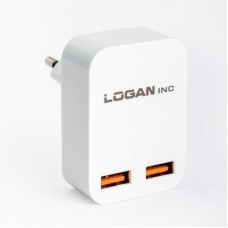 Зарядний пристрій LOGAN Dual USB Wall Charger 5V 2A (CH-2 White)