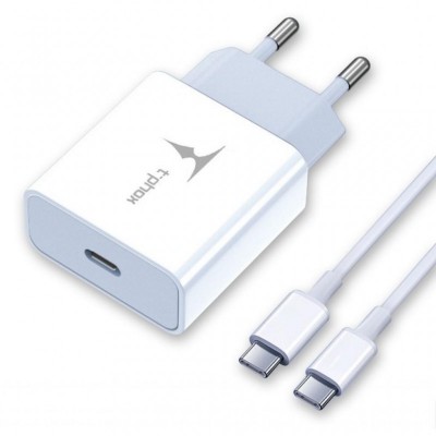 Зарядний пристрій T-PHOX PD 18W Charger + Type-C-C 60W cable 1m (White) (T-P01(W)+Type-C)