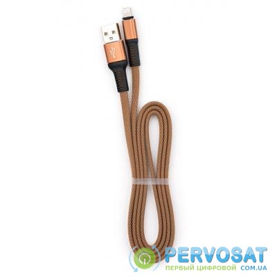 Дата кабель USB 2.0 AM to Lightning 1m flat nylon brown Vinga (VCPDCLFNB1BR)