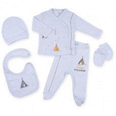 Набір дитячого одягу Bibaby 5 шт для хлопчиків, "Camp frends" блакитний (62063-0-3m/B-blue) Набір дитячого одягу Bibaby 5 шт для хлопчиків, "Camp frends" блакитний (62063-0-3m/B-blue)