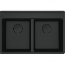 Мийка кухонна Franke Maris, фраграніт, прямокутник, без крила, 760х510х200мм, чаша - 2, врізна, MRG 620 TL, чорний матовий