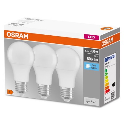 Набір ламп 3шт OSRAM LED E27 8.5Вт 4000К 806Лм A60