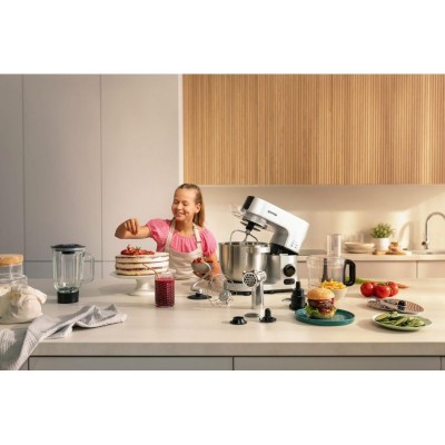Кухонна машина Gorenje 1000Вт, чаша-метал, корпус-метал, насадок-7, сріблясто-чорний