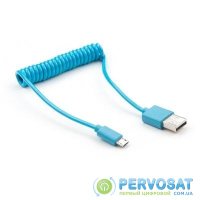 Дата кабель USB 2.0 AM to Micro 5P Spring 1m blue Vinga (VCPDCMS1B)