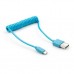 Дата кабель USB 2.0 AM to Micro 5P Spring 1m blue Vinga (VCPDCMS1B)