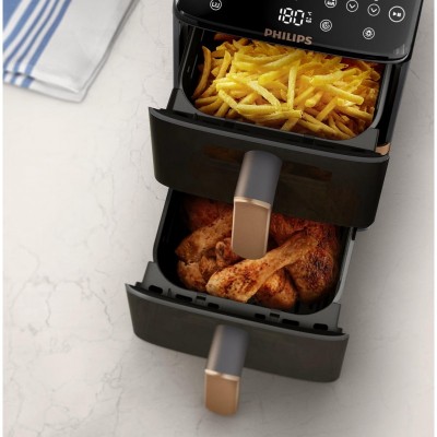 Мультипіч Philips Stacked Dual 2300Вт, чаша-5+5л, сенсорне управл., 6 авто. программ, пластик, чорний