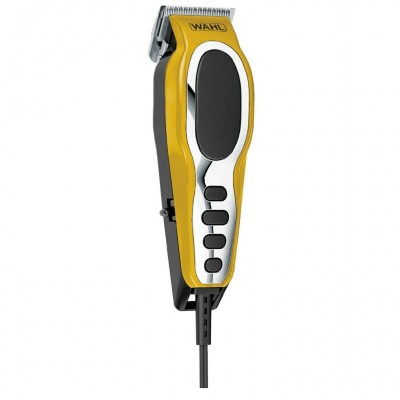 Машинка для стрижки Wahl Close Cut Pro Clipper, від мережі, вібраційний мотор, насадок-6, кейс, сталь, жовтий