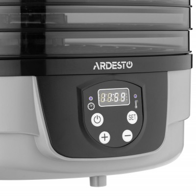 Сушарка для продуктів  Ardesto FDB-532TTC, 250Вт, піддонів -5x3см, діаметр-32см, макс-70°С, таймер, електр. управління, пластик , білий