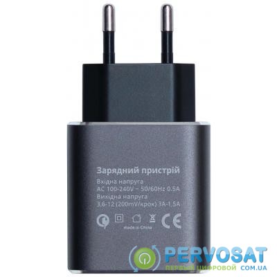Зарядное устройство Grand-X Quick Charge QС3.0 3.6V-6.5V 3A, 6.5V-9V 2A, 9V-12V 1.5A USB (CH-750G)