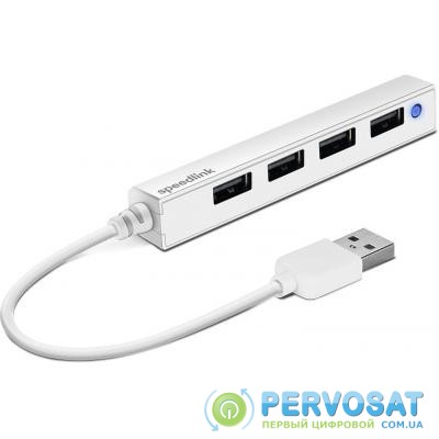 Концентратор Speedlink SNAPPY SLIM USB Hub, 4-Port, USB 2.0, Passive, White (SL-140000-WE)