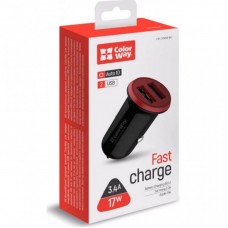 Зарядний пристрій Colorway 2USB AUTO ID 3.4A (17W) red/black (CW-CHA026-BK) Зарядний пристрій Colorway 2USB AUTO ID 3.4A (17W) red/black (CW-CHA026-BK)