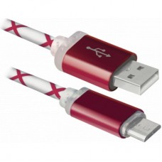 Дата кабель USB08-03LT USB - Micro USB, RedLED backlight, 1m Defender (87556) Дата кабель USB08-03LT USB - Micro USB, RedLED backlight, 1m Defender (87556)