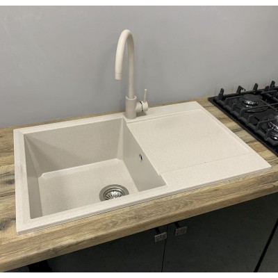 Набір кухонний Adamant Horizon, штучний камінь, прямокут., з крилом, 780х495х230мм, чаша - 1, врізна, Avena + змішувач