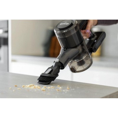 Пилосос Gorenje бездротовий, 70Вт, конт пил -0.7л, автон. робота до 60хв, HEPA, підсвічування, індикатор, антрацит Пилосос Gorenje бездротовий, 70Вт, конт пил -0.7л, автон. робота до 60хв, HEPA, підсвічування, індикатор, антрацит