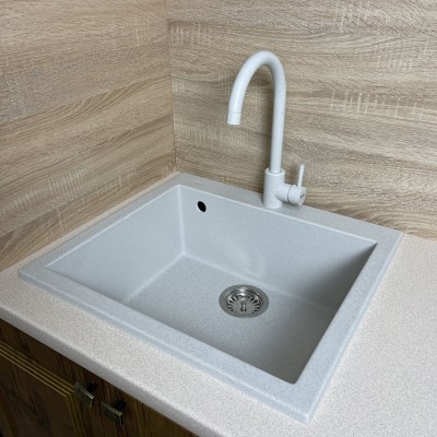 Набір кухонний Adamant Univer, штучний камінь, квадрат, без крила, 560х500х200мм, чаша - 1, врізна, Old stone + змішувач та дозатор