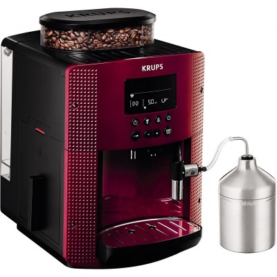 Кавомашина Krups Essential, 1,7л, зерно, автомат.капуч, ОLED диспл, метал контейнер для молок, бордово-чорний