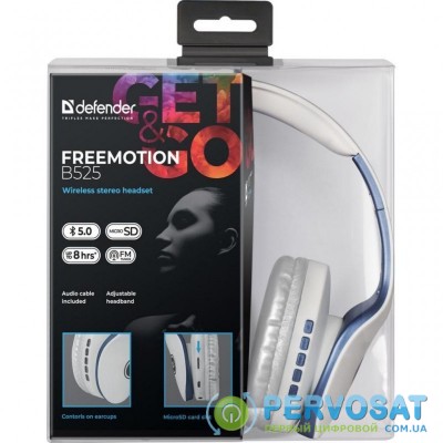 Наушники Defender FreeMotion B525 Bluetooth White-Blue (63526)