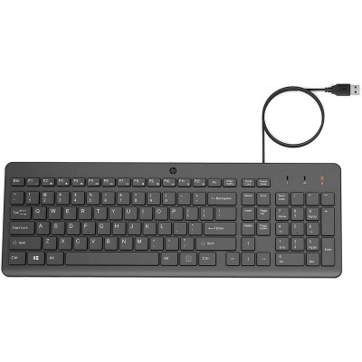 Клавіатура мембранна HP 150, 104key, USB-A, EN/RU, чорний
