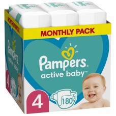 Підгузок Pampers Active Baby Maxi Розмір 4 (9-14 кг), 180 шт. (8006540032725) Підгузок Pampers Active Baby Maxi Розмір 4 (9-14 кг), 180 шт. (8006540032725)