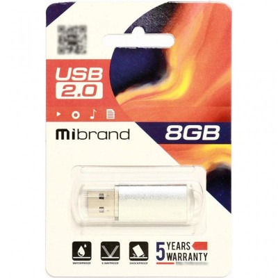 USB флеш накопитель Mibrand 8GB Cougar Silver USB 2.0 (MI2.0/CU8P1S)