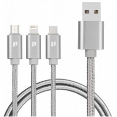 Дата кабель USB 2.0 AM to Lightning + Micro 5P + Type-C 1.5m silver PURIDEA (L10-Silver) Дата кабель USB 2.0 AM to Lightning + Micro 5P + Type-C 1.5m silver PURIDEA (L10-Silver)