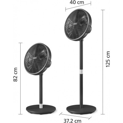 Вентилятор Philips підлоговий Series 3000, 40см, 48Вт, керування через смартфон, регулювання висоти, чорний