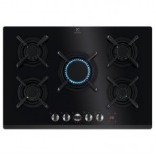 Варильна поверхня Electrolux газова на склі, 75см, чавун, електрон. керування, Hob2Hood, чорний Варильна поверхня Electrolux газова на склі, 75см, чавун, електрон. керування, Hob2Hood, чорний