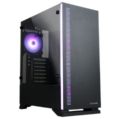 Корпус Zalman S5 BLACK, без БЖ, 1xUSB3.0, 2xUSB2.0, 1x120mm Black fan, 1x120mm RGB fan, TG Side Window, ATX, Black