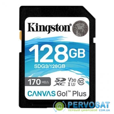 Карта памяти Kingston 128GB SDXC class 10 UHS-I U3 Canvas Go Plus (SDG3/128GB)