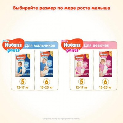 Подгузник Huggies Pants 5 для девочек (12-17 кг) 2*34 шт (5029054216682)