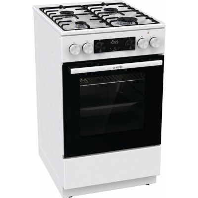 Плита Gorenje комбінована, 62л, 50x60см, дисплей, IconLed, емальовані, білий