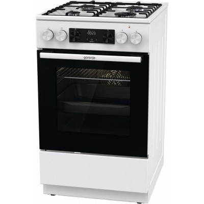 Плита Gorenje комбінована, 62л, 50x60см, дисплей, IconLed, емальовані, білий