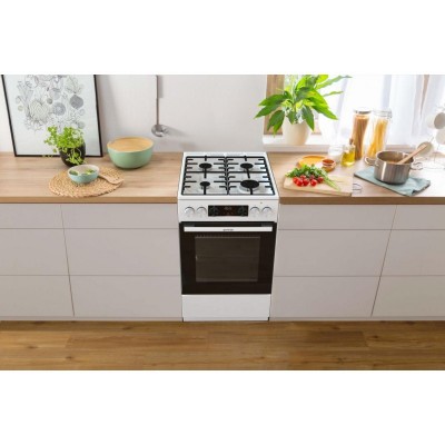 Плита Gorenje комбінована, 62л, 50x60см, дисплей, IconLed, емальовані, білий