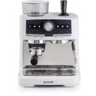 Кавоварка Gorenje ріжкова 2.5л, кавомолка 0,25л, капучинатор, кнопочне керування, білий